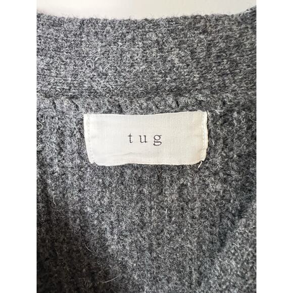 TUG Womens Wool Chunky Knit Ribbed Cardigan Sz OS Gray Oversized Minimal Capsule - Picture 4 of 9